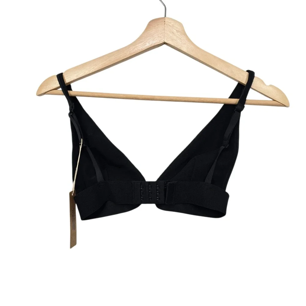 NWT‎ SKIMS Cotton Rib Plunge Bralette Soot Black BR-PLG-0037 Womens Size XS - Picture 2 of 4